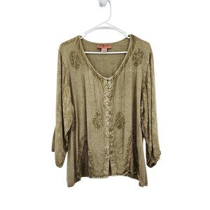 Agan Traders Women's Embroidered Button Front Blouse Hippie Festival - XL/1X
